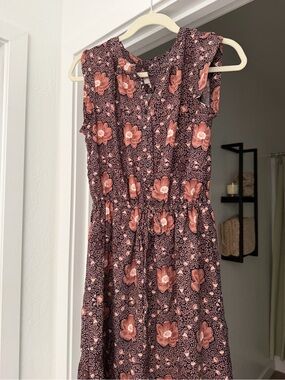 LOFT Rose-Pink Floral Sleeveless Midi Dress